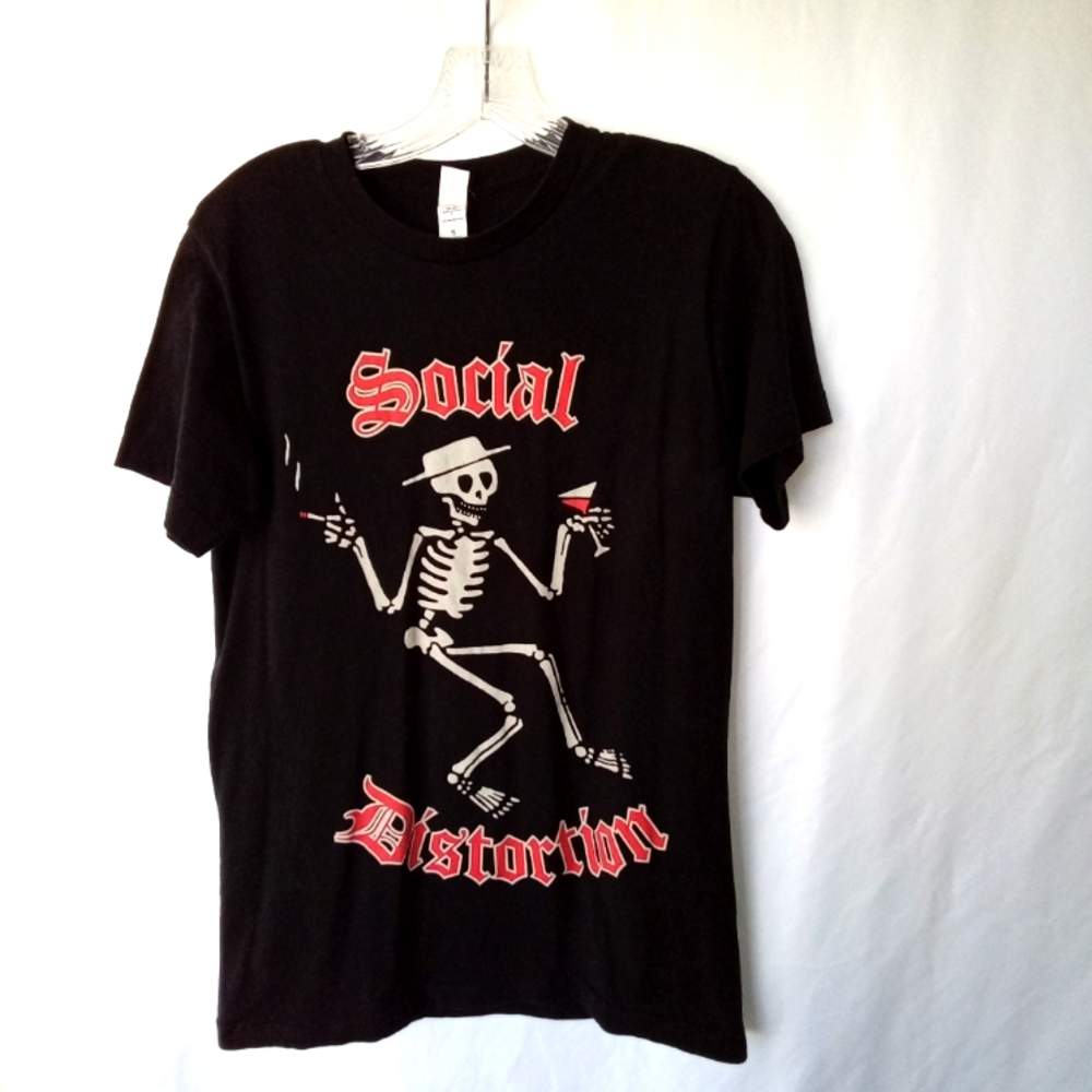 Vintage Black Social Distortion Skeleton Shirt Size S